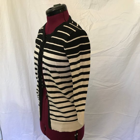 Small Merona Black & White Stripe Button Cardigan - Picture 4 of 6